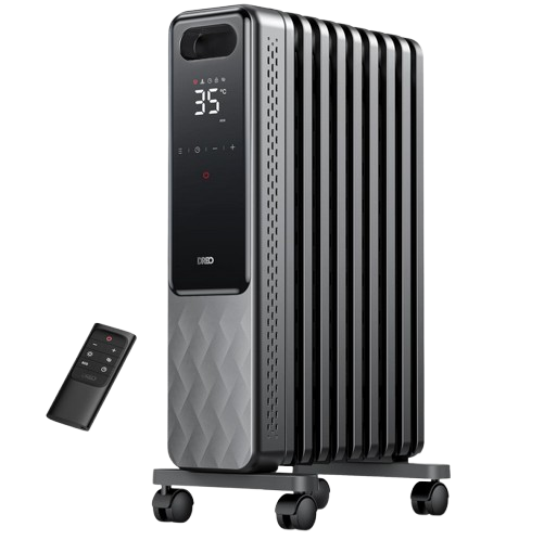 Der Dreo Ölradiator Energiesparend 2000W, Ölradiator steht vor einem weißen Hintergrund.