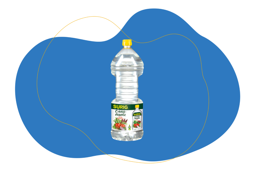 Surig Essig Essenz auf blauem Hintergrund