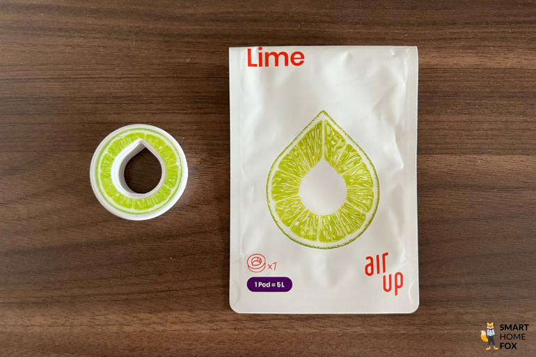 Ein Bild, welches den Pod und die Verpackung des Geschmacks Limette zeigt.