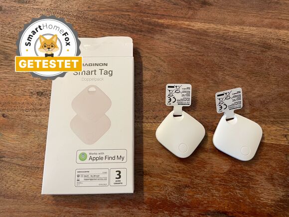 Maginon Smart Tag in Weiß mit Verpackung
