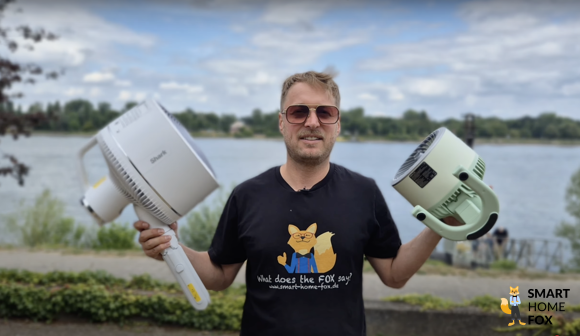 Der Smart-Home-Fox Experte testet mehrere Akku Ventilatoren im Freien und vergleicht sie miteinander.