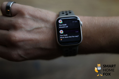 Man sieht eine eingegangene Nachricht auf der Apple Watch 8.