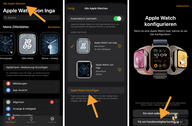 3 Screenshots der Watch App