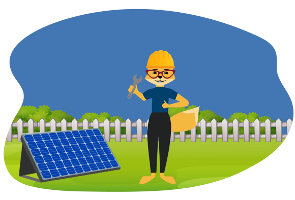 Man sieht ein Haus mit einer Mini-Solaranlage am Balkon befestigt.