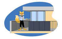 Smart Home Fox auf einem Balkon mit Solarpanels