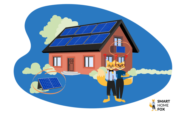 Auf einem Hausdach befinden sich einige PV-Module und die Smart-Home-Fox Experten stehen vor dem Haus und erweitern die PV-Anlage um ein Balkonkraftwerk.