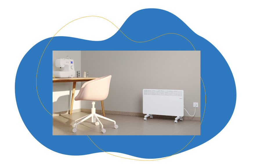 Stiebel Eltron Elektroheizung ist in einem Zimmer an der Wand zu sehen.