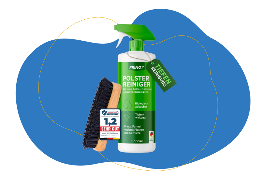 PRINOX Polsterreiniger auf blauem Hintergrund