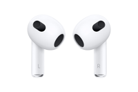 Appple AirPods 3 In Ear Kopfhörer sind in der Nahaufnahme zu sehen.