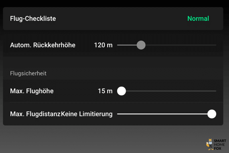 Die automatische Rückkehrhöhe wird in der DJI Fly App für die DJI Air 2S eingestellt.