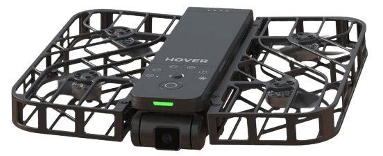 Die HoverAir X1 Selfiedrohne von Zero Zero Robotics ist einzeln in der kompletten Ansicht zu sehen.