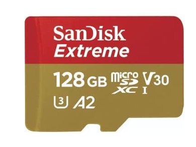 Die SanDisk Micro-SD Speicherkarte mit 128 GB Speicherplatz