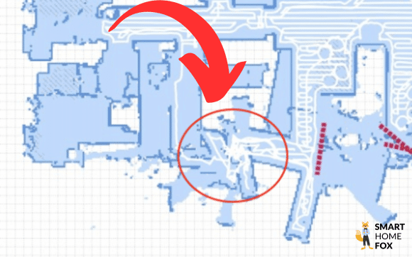 Eine verschobene Wohnungskarte bei einem ECOVACS DEEBOT Saugroboter ist zu sehen.