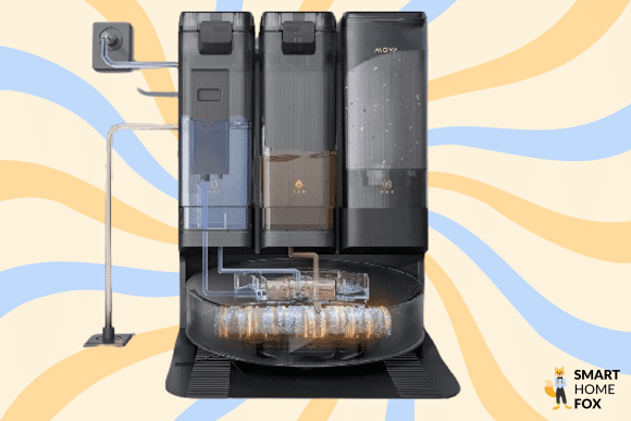 Der Dreame Mova G30 Ultra ist vor einem bunten Hintergrund zu sehen.