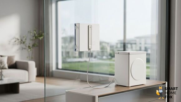 Dreame Pano 10 Station mit Fensterroboter und Ladestation im Zuhause
