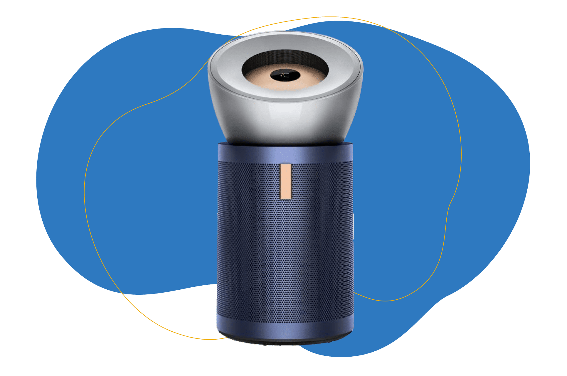 Der Dyson Purifier Big+Quiet Formaldehyde steht vor einem blauen Hintergrund.
