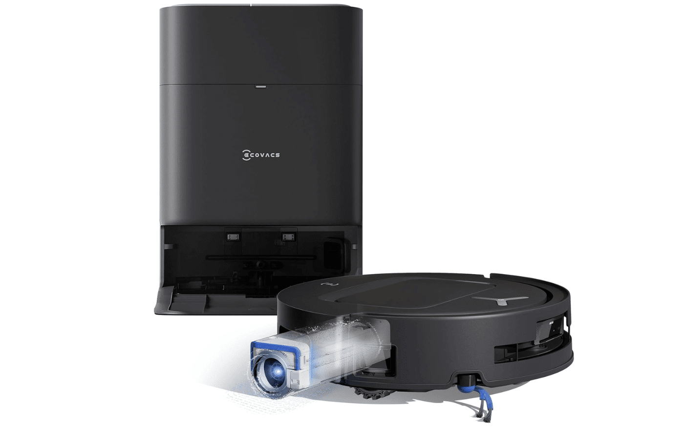 Der ECOVACS DEEBOT T80 OMNI ist vor einem weißen Hintergrund zu sehen.