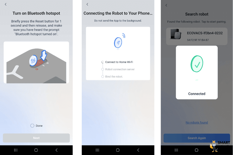 WLAN-Verbindung wird mit der ECOVACS DEEBOT X2 OMNI App hergestellt.