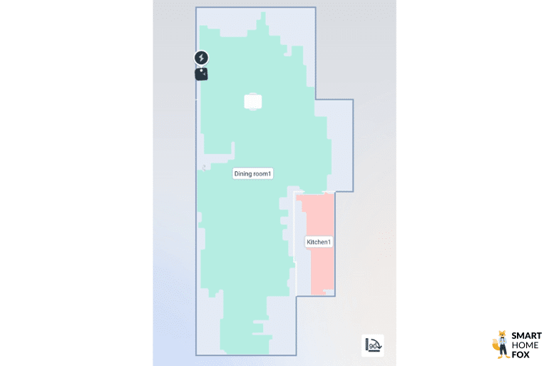 Die 2D Wohnungskarte des ECOVACS DEEBOT X2 OMNI ist zu sehen.