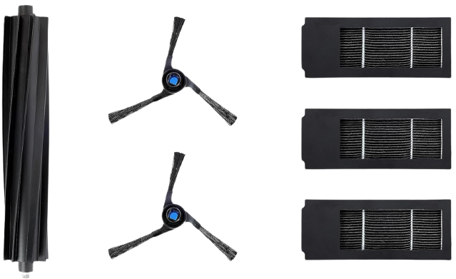 Ersatzteile für den ECOVAVCS DEEBOT X2 OMNI sind vor einem weißen Hintergrund zu sehen.