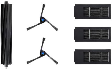 Ersatzteile für den ECOVAVCS DEEBOT X2 OMNI sind vor einem weißen Hintergrund zu sehen.