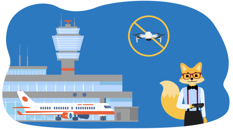 Das Steuern von Drohnen ist in der Nähe von Flughäfen und Flugplätzen verboten.