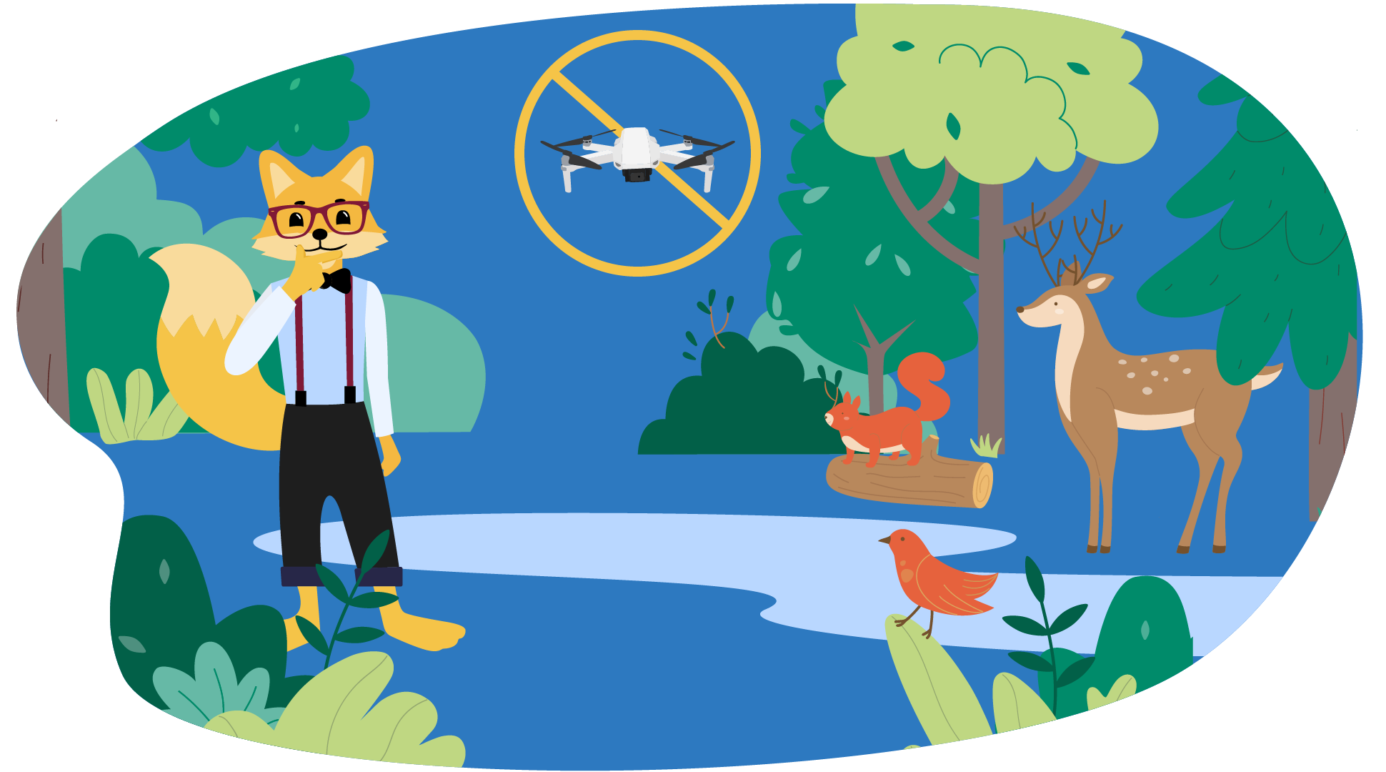 Das Fliegen von Drohnen ist über Naturschutzgebieten verboten.