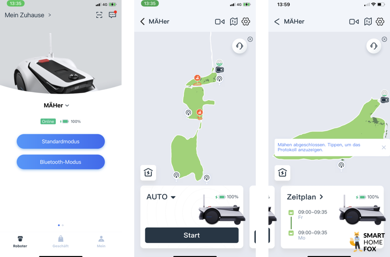 Die Ecovacs Mähroboter App