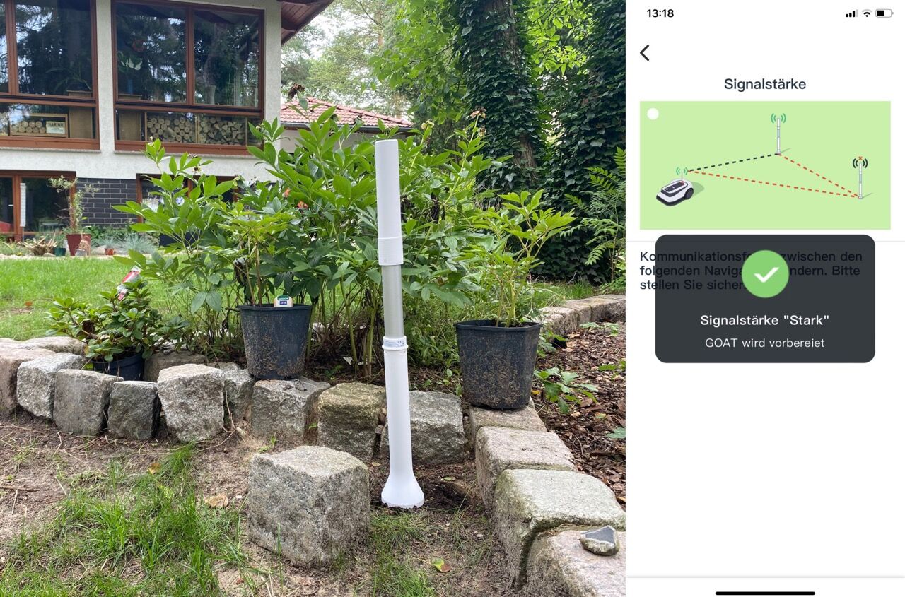 Navigationsgerät des ECOVACS GOAT G1 im Garten