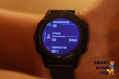 Man sieht das angezeigte Stresslevel auf der Garmin Fenix 6 Pro.