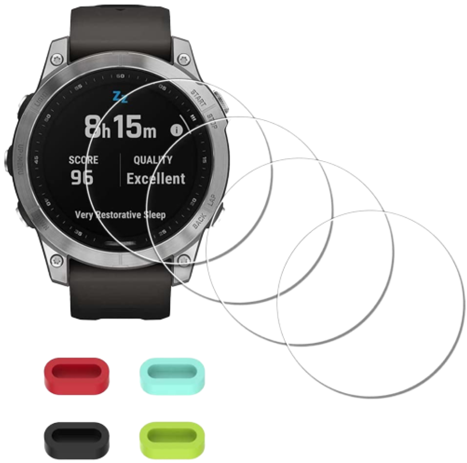 Man sieht die Displayschutzfolie für die Garmin Fenix 7.