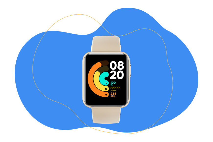 Man sieht die Xiaomi Mi Watch Lite.