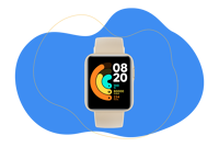 Man sieht die Xiaomi Mi Watch Lite.