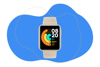 Man sieht die Xiaomi Mi Watch Lite.