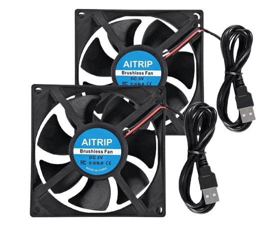 AITRIP 2PCS 80mm USB Lüfter 5V Brushless 8025 80x25mm zum Kühlen DIY PC Computer Gehäuse.