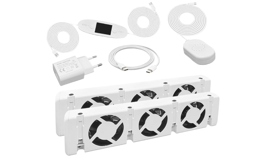 Jayruit Heizungsluefter mit Zubehoer vor weißem Hintergrund