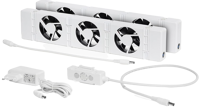 Speedcomfort Heizungslüfter mit Zubehoer vor weißem Hintergrund.