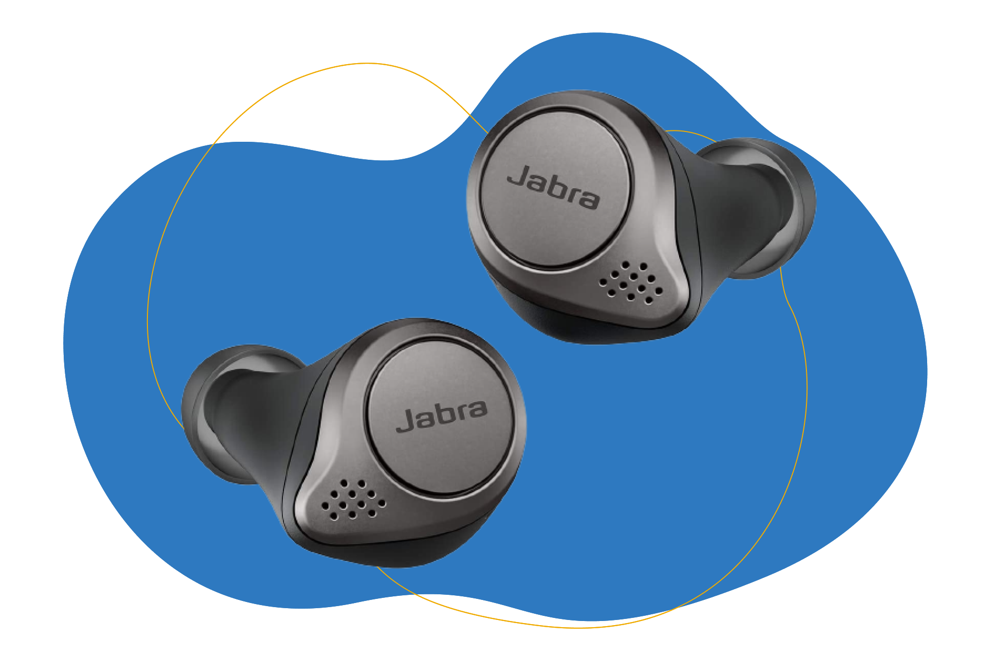 Jabra Earbuds vor blauem Hintergrund