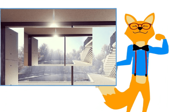 Man sieht saubere Fenster im Sonnenlicht.