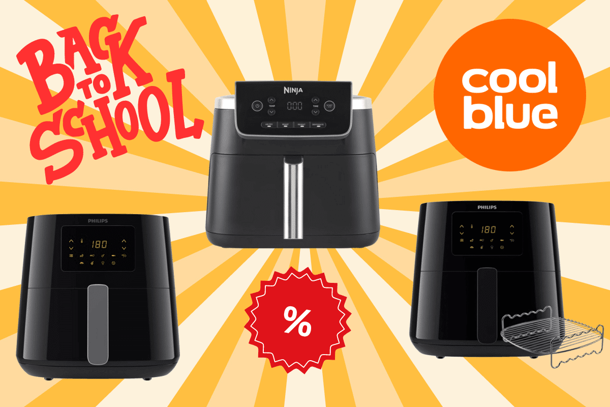 Verschiedene drei Heißluftfritteusen sind während der Coolblue Back to School Angebotswochen stark reduziert und im Angebot.