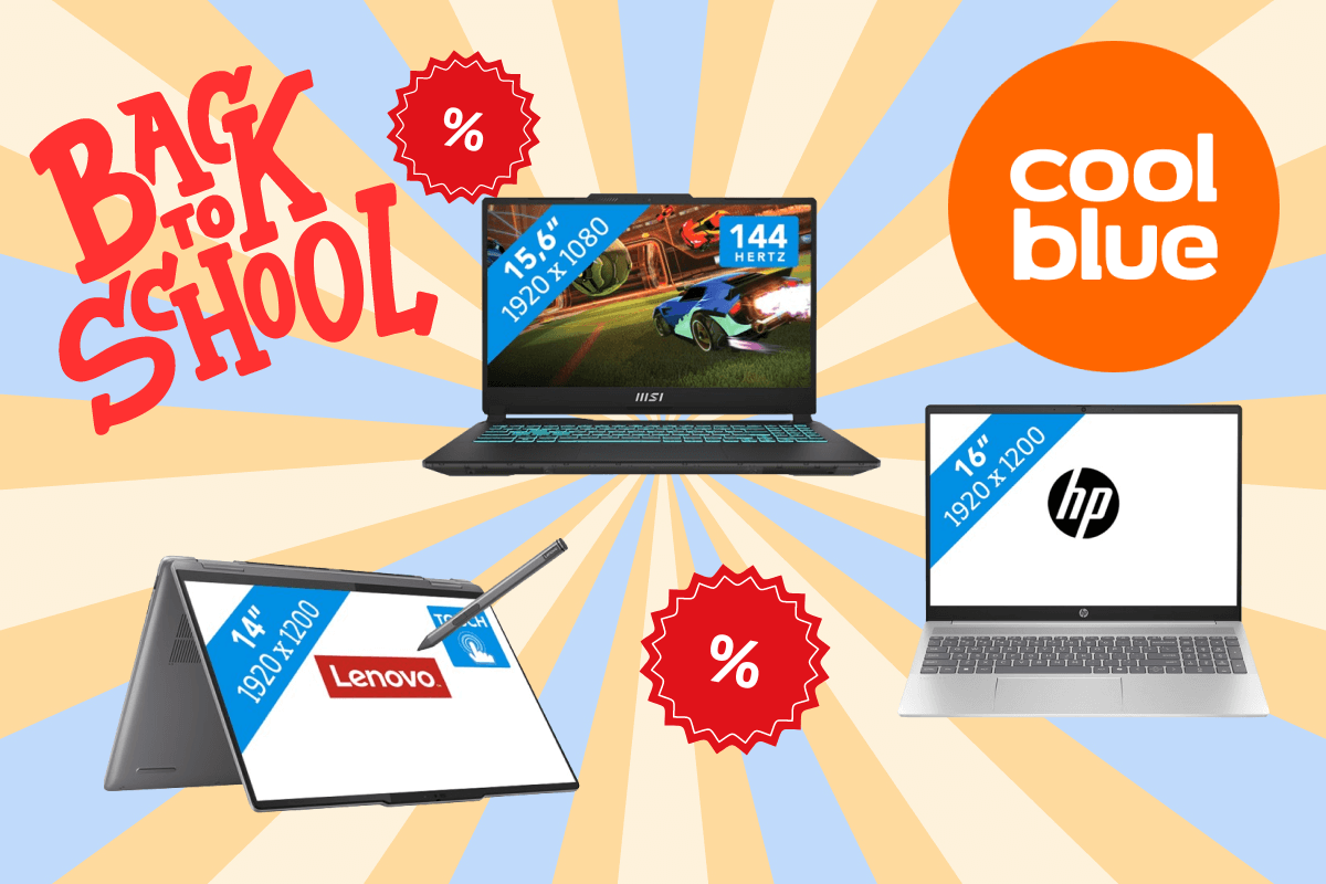Drei unterschiedliche Laptops sind während der Coolblue Back to School Angebotswochen stark reduziert und im Angebot.