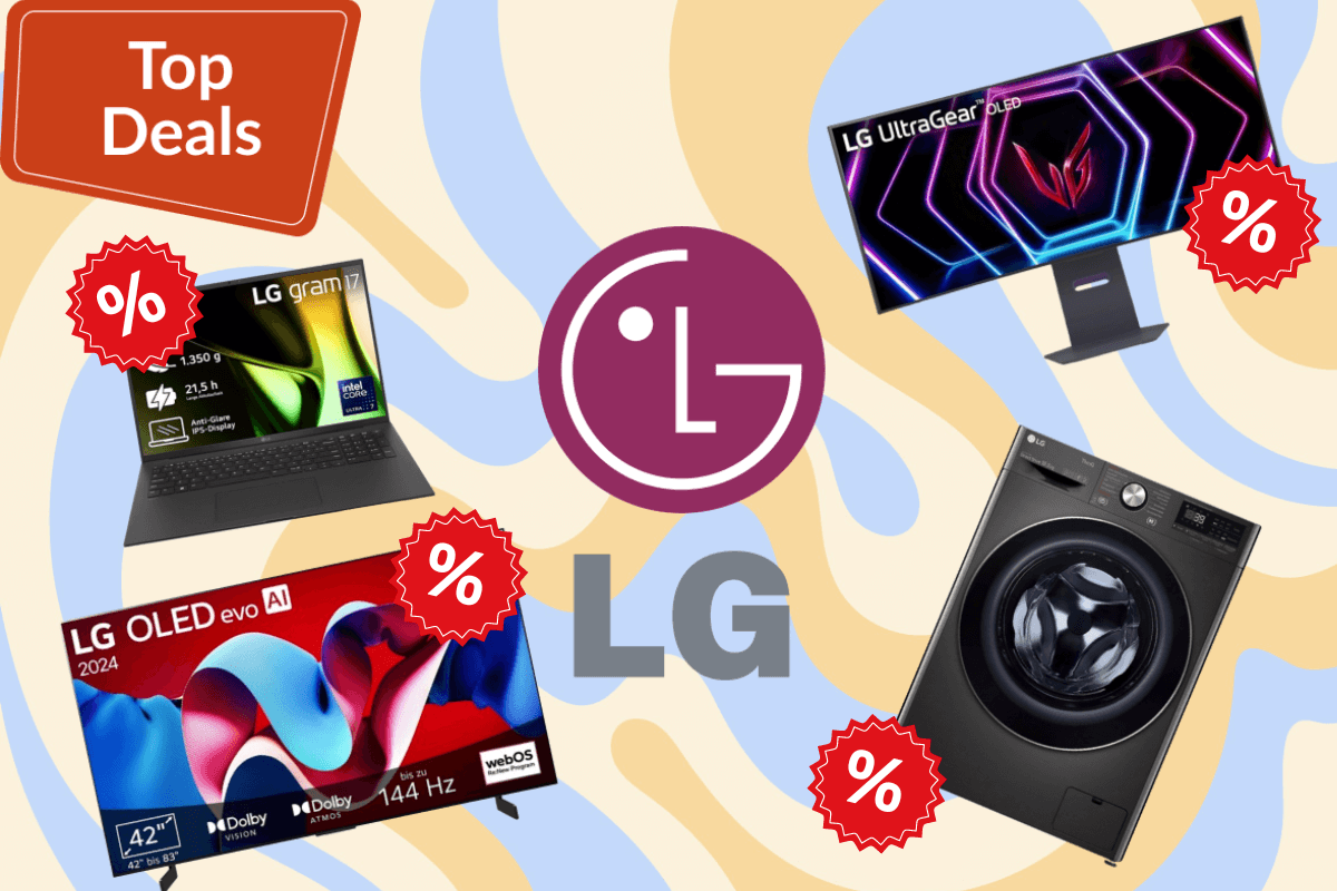 Verschiedene LG Produkte wie OLED TV, Laptop, Gaming Monitor und Waschmaschine sind während der LG Brandweek stark reduziert.