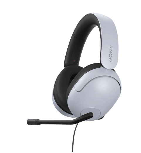 Die Sony Inzone H3 Over-Ear Kopfhörer in weiß sind einzeln zu sehen.