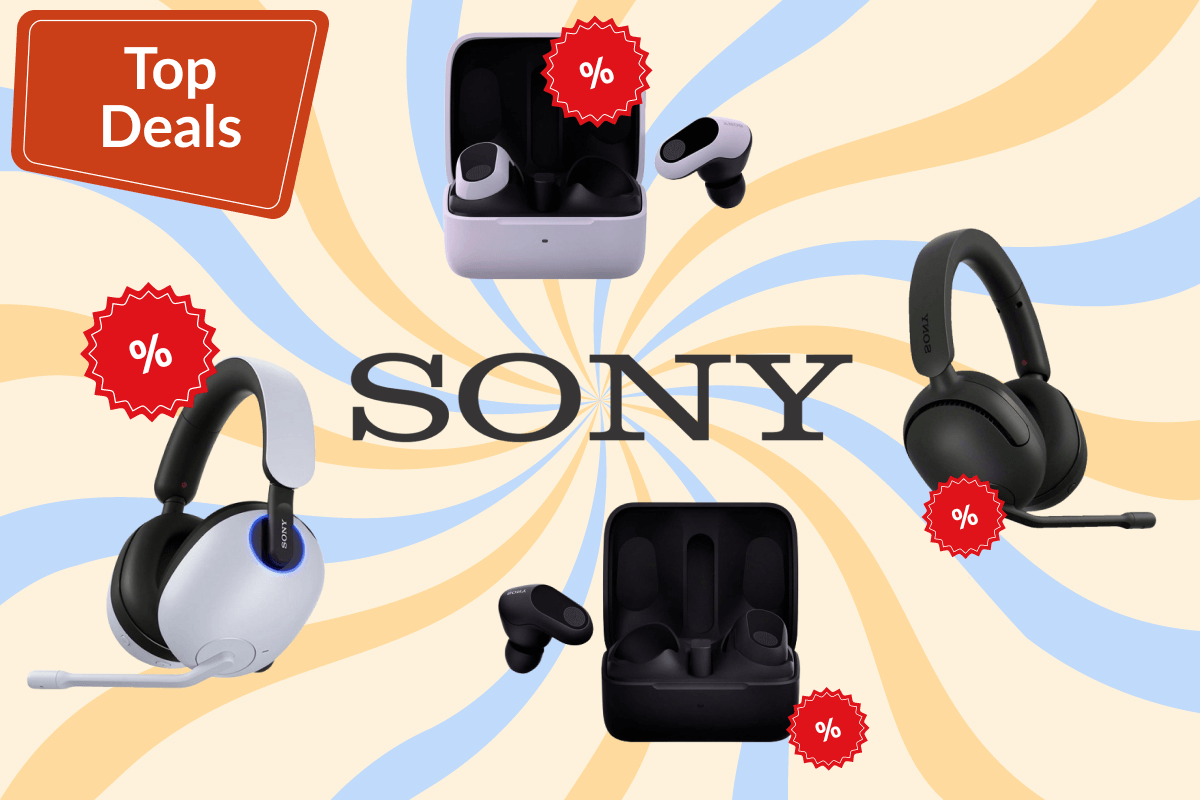 Verschiedene Sony Inzone Gaming Headsets und Buds, Noise-Cancelling-In-Ear Kopfhörer sind zu sehen und während der Angebotswoche stark reduziert.