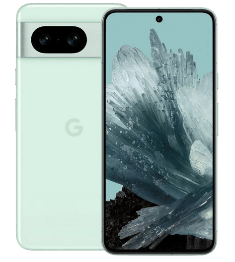Das Google Pixel 8 in der Farbe Mint / Minzgrün ist in der Einzelaufnahme zu sehen.