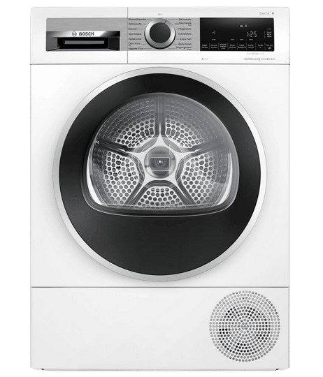 Der BOSCH WQG 235 D 00 Wärmepumpentrockner (8,0 kg, A+++, Weiß) ist in der Einzelaufnahme zu sehen.