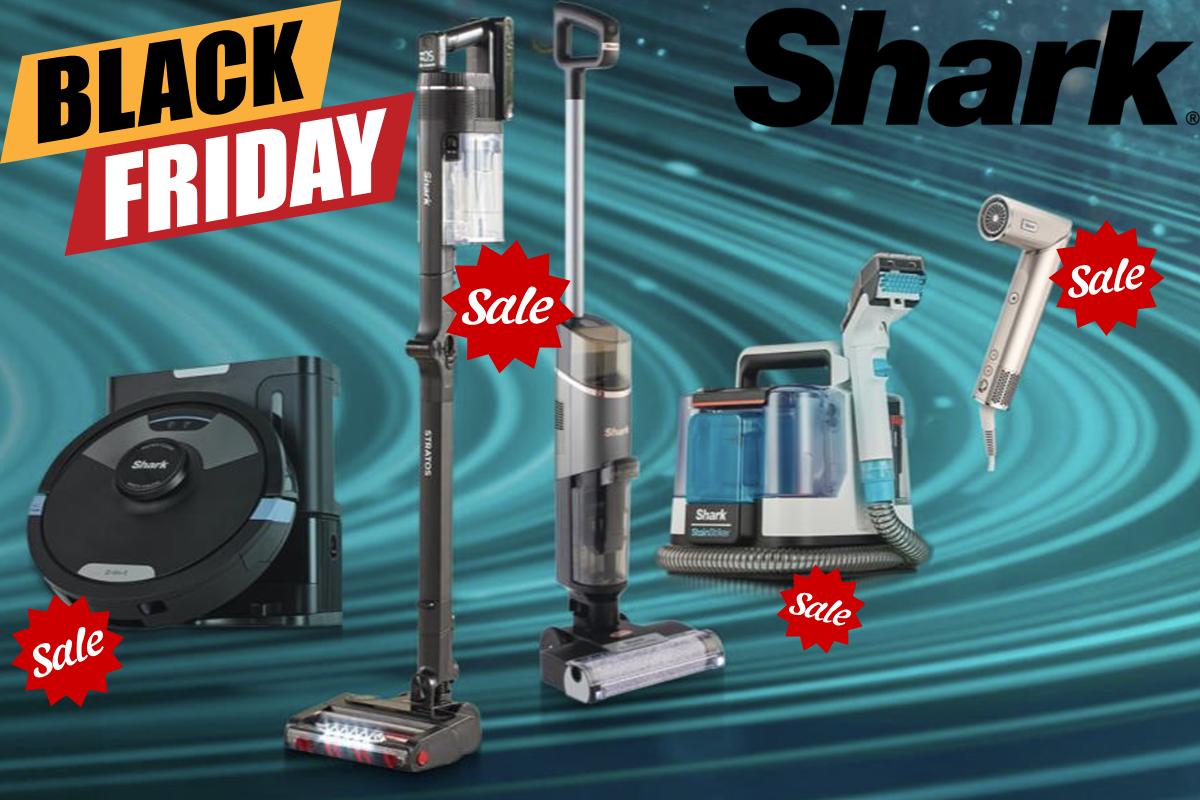 Black Friday Shark Staubsauger, Saugroboter, Wischsauger und Haarstyler sind mit Sale Zeichen gekennzeichnet und stehen zum Black Friday für ein herausragendes Angebot.