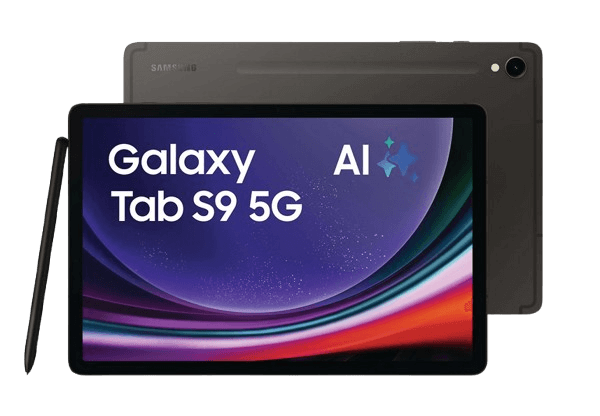 Das SAMSUNG Galaxy Tab S9 5G, Tablet, 128 GB, 11 Zoll, Graphite ist einzeln zu sehen.