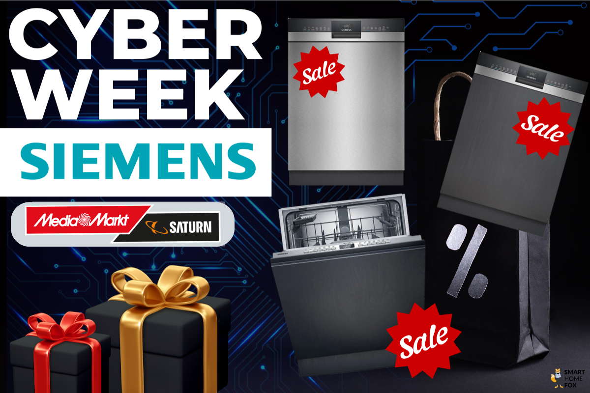 Verschiedene Siemens Spülmaschinen und Einbauspülmaschinen sind während der Cyber Week im Sonderangebot und mit Rabattzeichen für ein herausragendes Angebot gekennzeichnet.