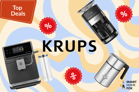 Verschieden WMF und Krups Kaffeemaschinen sowie ein Milchaufschäumer sind im Top-Angebot.